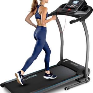 SereneLife Electric Folding Treadmill Exercise Machine – Smart Compact Digital Fitness Treadmill Workout Trainer w/Bluetooth App Sync, Manual Incline Adjustment, for Walking, Running, Gym