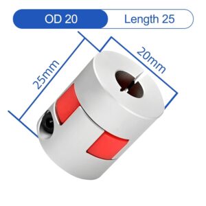 D20*L25 Flexible Shaft Coupling, 6mm to 6mm Bore, Aluminum Plum Connector for 3D Printers, CNC Machines, and Servo/Stepper Motors