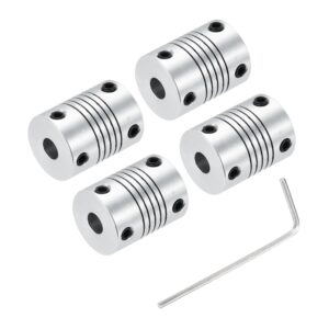 uxcell 4Pcs 6mm to 6mm Aluminum Alloy Shaft Coupling L25xD19 Flexible Coupler Beam Stepper Motor Joint Connector for 3D Printer CNC Machine DIY Encoders and Motors Shaft,Silver