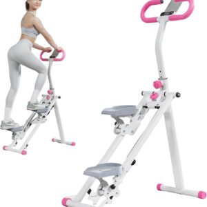 Stair Stepper for Home Gym Exercise, Vertical Climber Exercise Machine for Full Body Workout, Compact Folding Cardio Exercise Climber with Adjustable Handlebar (Pink)