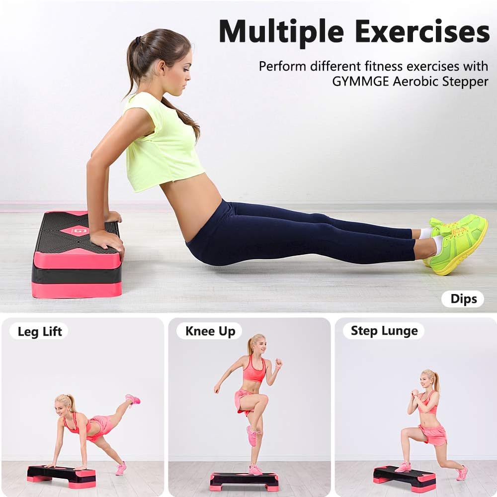Adjustable Workout Aerobic Stepper, Aerobic Exercise Step Platform with 2 Risers, Exercise Step Deck for Fitness, 26.5" Trainer Stepper with Non-Slip Surface Home Gym & Extra Risers Options - Image 7
