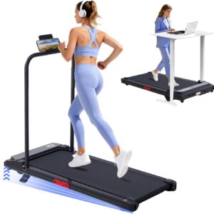 Electric Walking Pad Treadmill with Adjustable Incline and Handle Bar, 3.5HP Small PortableTreadmills for Home Office Small, 4 in 1 Folding Foldable Treadmill with Handles, 0.6-7.6MPH, 350LBS