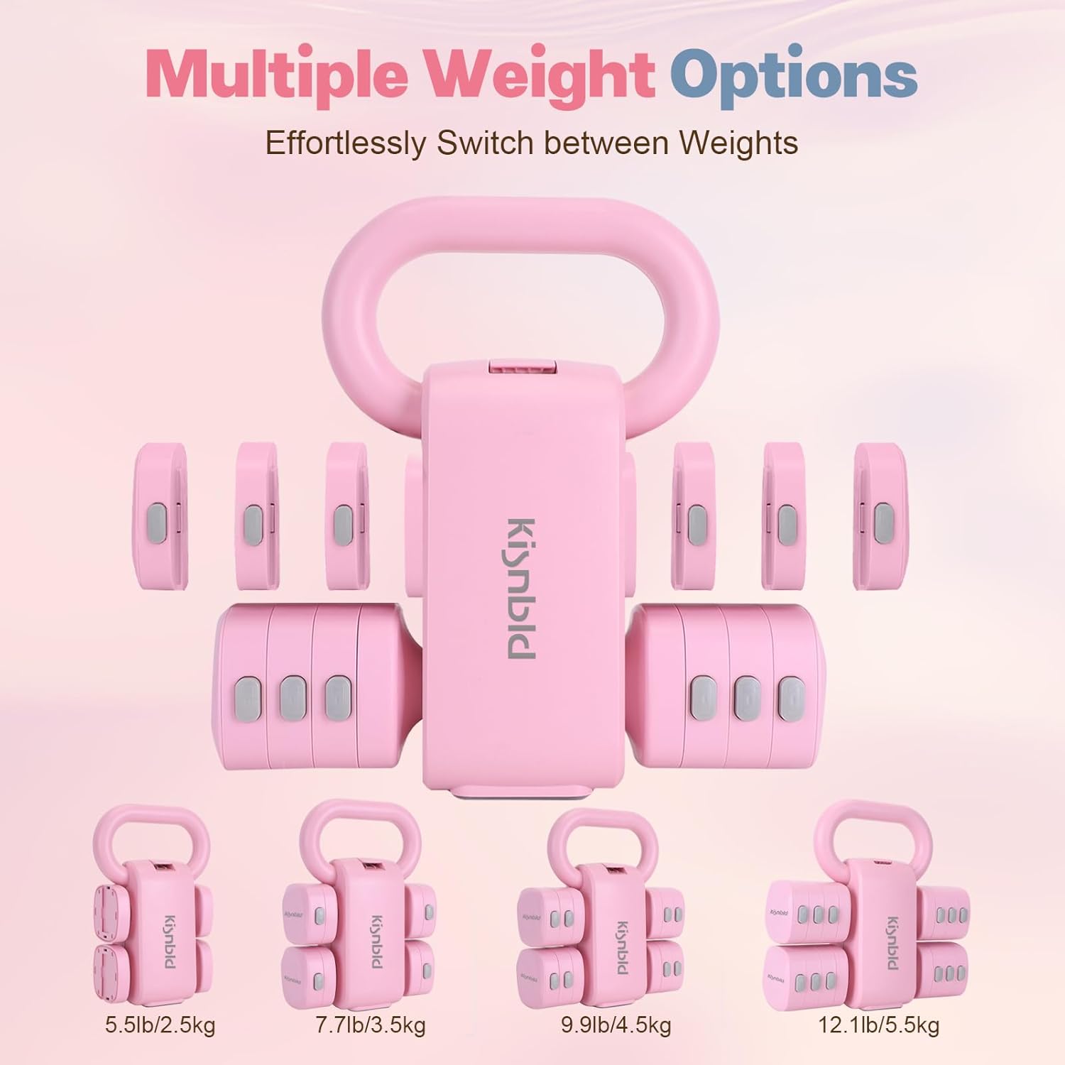 Adjustable Dumbbell Set of 2, 4 in 1 Free Weights Dumbbells Set for Women with Fast Adjustment, Each 2lb 3lb 4lb 5lb Hand Weights Set for Home Gym & Outdoor Exercise Training - Image 3
