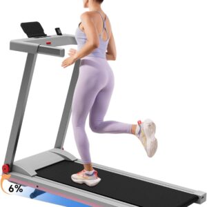 DeerRun Treadmills for Home with Incline and Handles, 3.0 HP Foldable Treadmill for Small Spaces, Folding Running Machine with Smart APP