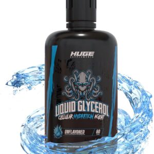 Huge Supplements Liquid Glycerol Supplement, Enhances Muscle Pumps, Increases Muscle Fullness, Boosts Endurance, Cellular Hydration Agent, Clean & Convenient Pump Top, Unflavored (60 Servings)