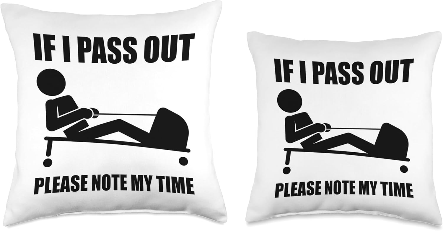 Funny Ergometer Rowing Exercise ERG Machine Lover Gag Outfit Throw Pillow - Image 3