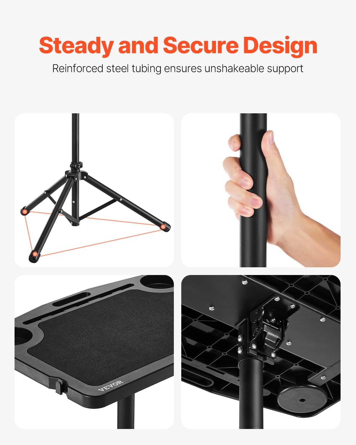 VEVOR Cycling Desk, Adjustable Bike Trainer & Treadmill Desk with Triangle Support, Non-Slip Multi-Slot Bike Trainer Fitness Desk with Handle Bar, Fit for Home Office Exercise - Image 6