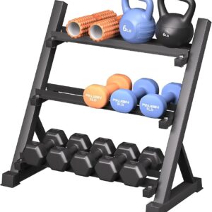 Heavy Duty Dumbbell & Kettlebell Storage Rack Stand, Space-Saving Weight Organizer with Anti-Slip Pads for Home Gym (Dumbbells Not Included)