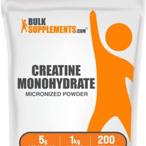 BulkSupplements.com Creatine Monohydrate Powder – Micronized Creatine Powder, Unflavored – Pure & Gluten Free, 5g (5000mg) per Servings, 1kg (2.2 lbs) (Pack of 1)