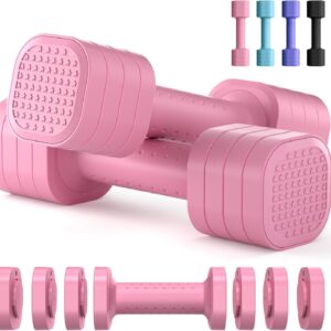 Zempox Adjustable Dumbbell Set of 2, 4 in 1 Free Weights Dumbbells Set for Women, Hand Weights for Women at Home, Each 2lb 3lb 4lb 5lb with TPU Soft Rubber Handle for Home Gym Exercise Training