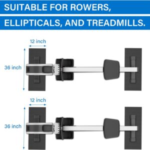 2PCS Fitness Equipment Mats and Floor Protector, Non-Slip Mat Rowing, Rowing Machine Bike Mat for Carpet & Hardwood Floors, Exercise Bike Mats (Two Pieces:36 * 12 inch)