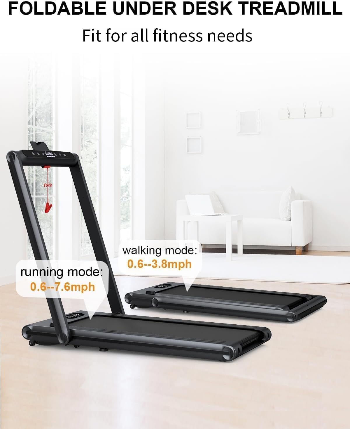 Walking Pad Treadmill - Treadmills for Home & Office - Portable Treadmill with Remote Control, LED Display, 265 LB Capacity, Space-Saving Compact Treadmill for Walking, Jogging, and Running - Image 2