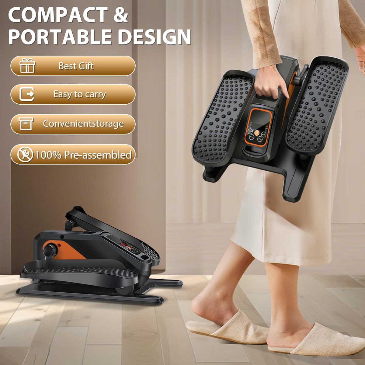 Under Desk Elliptical Machine, Electric Ellipse Leg Exerciser While Sitting for Seniors Adults, Quiet & Portable Electric Seated Pedal Exerciser with Remote Control, 15 Adjustable Speeds, 5 Auto Modes - Image 9