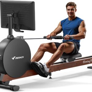 MERACH Pro-Grade Rowing Machines for Home, Smart Magnetic Rowing Machine with Self-Generation, Double Resistance and 400 LBS MAX Load, Wooden Tracks for Silent Sliding, MERACH App 1000+ Course & Games
