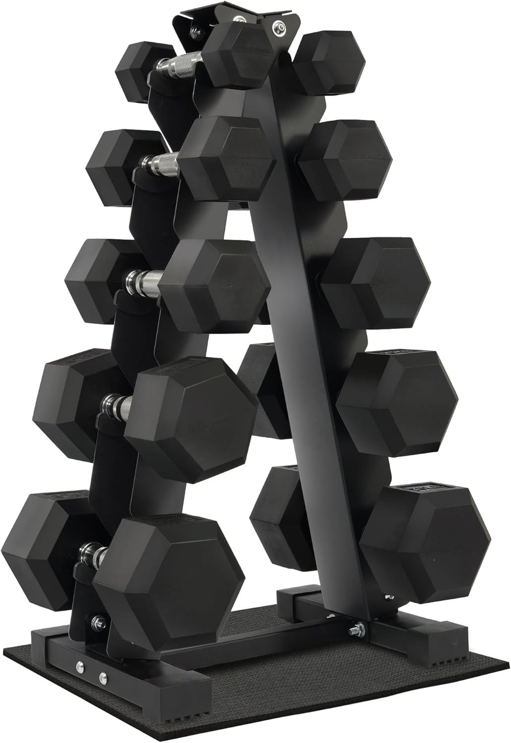 Fitvids Rubber Coated Hex Dumbbell Weight Set and Storage Rack, 100LBS, 150LBS or 200LBS Set, 5-20 lbs, 5-25 lbs, 10-30 lbs Pairs