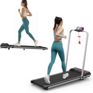 NAYSAYE Folding Walking Pad with Incline and Handle Bar, Walking Pad Treadmill, Jogging Pad with LED Display Remote Control, Portable Under Desk Treadmill for Home Office