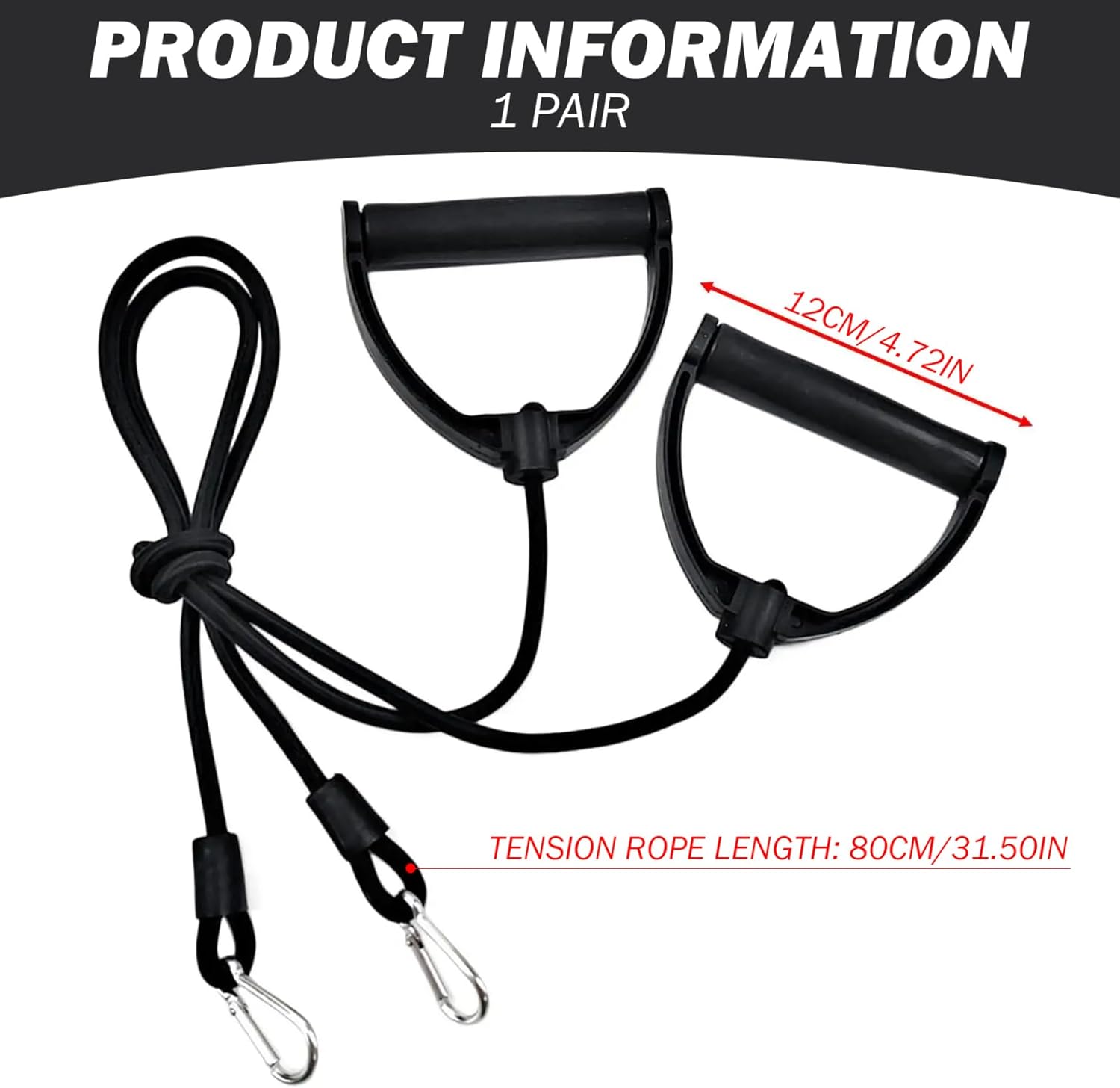 2Pcs Resistance Bands with Clips, Strong Resistance Band with ABS Handle, Exercise Bands Resistance, Replacement Cable Attachments for Gym Stepper Abdominal Machine, Resistance Bands with Clips - Image 4