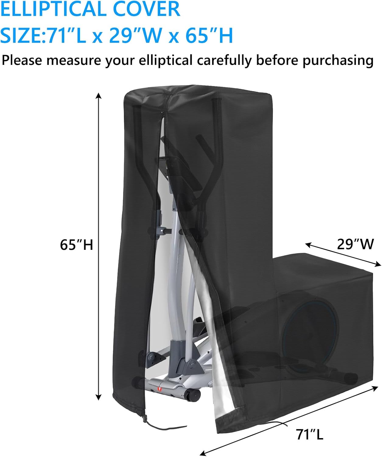 Elliptical Cover Elliptical Exercise Machine Cover for Indoor & Outdoor Home Elliptical Fitness Machine Protective Cover Waterproof & Dustproof Black - Image 2