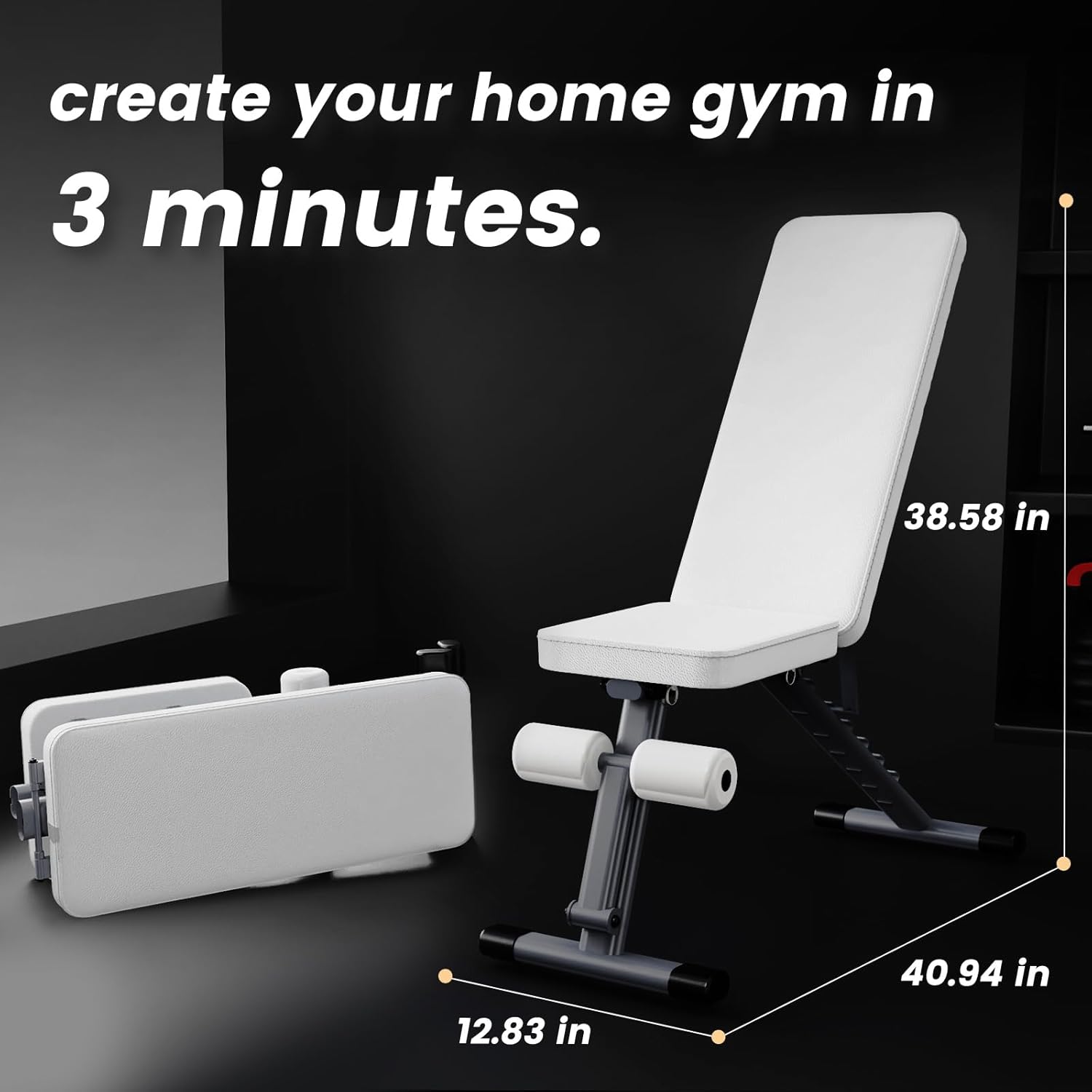 Adjustable Weight Bench for Home Gym,1025 LB Stable Workout Benches for Full Body Strength Training,Dumbbell Exercise,3 Sec Fast Folding Sit up Bench - Image 9