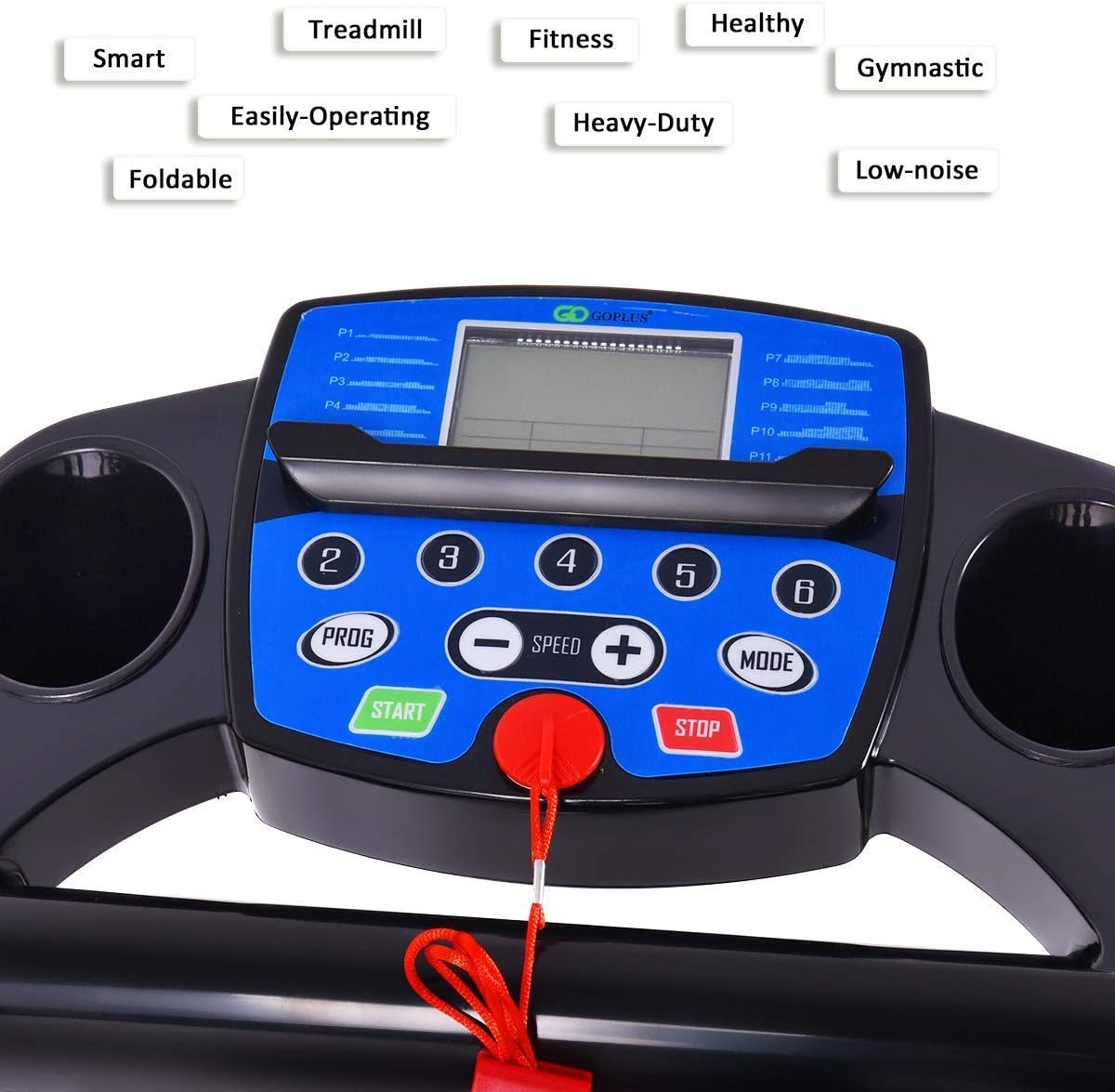 Goplus 1100W Folding Treadmill Electric Motorized Power Fitness Running Machine with LED Display and IPAD Support Perfect for Home Use(Black) - Image 4