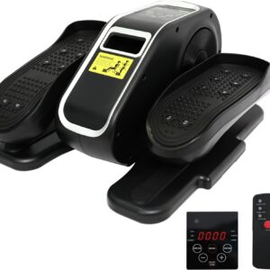 Under Desk Elliptical Machine, Electric Ellipse Leg Exerciser While Sitting for Seniors with Remote Control, 12 Adjustable Speeds, Resistance Bands and Straps, Compact Pedal Exerciser for Home Office