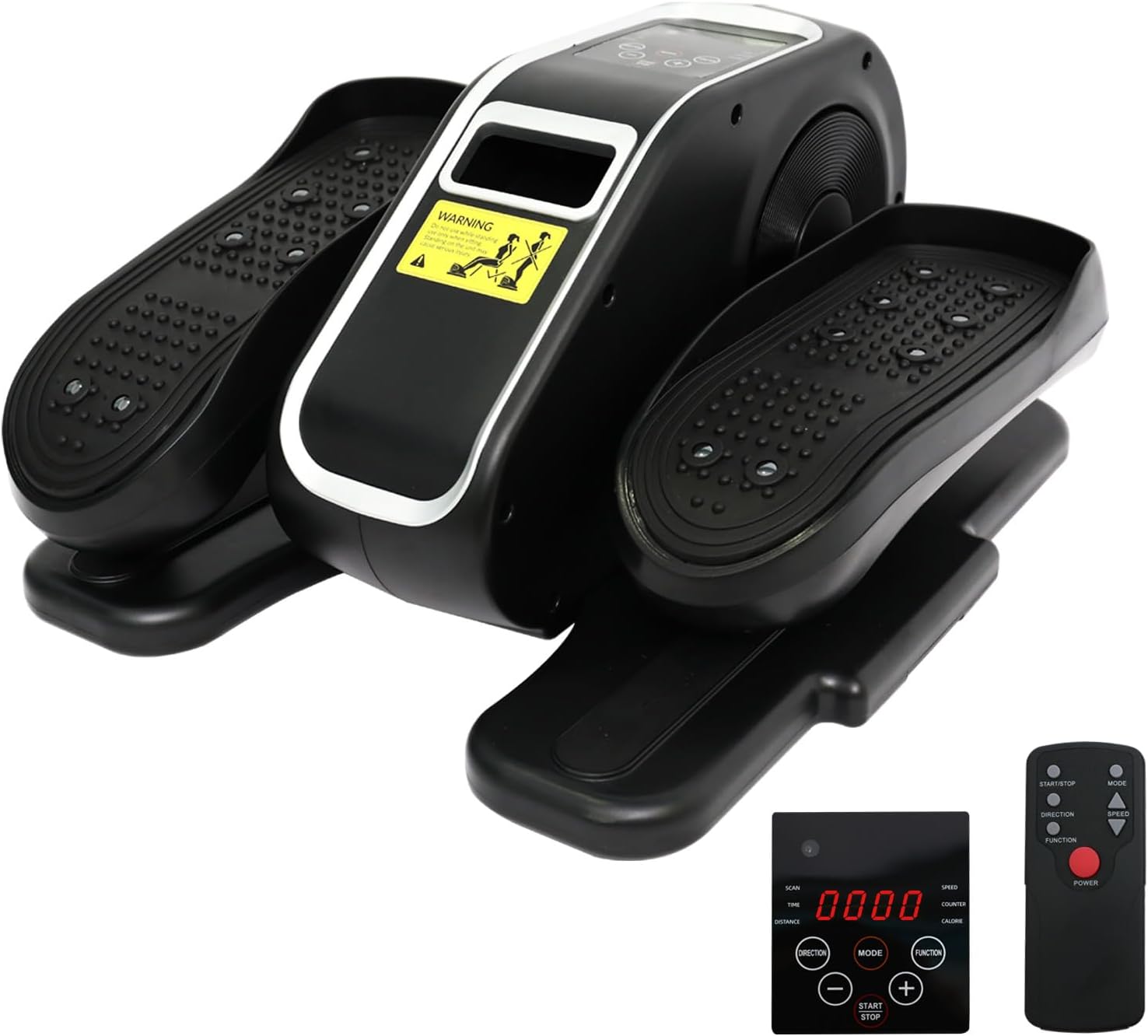 Under Desk Elliptical Machine, Electric Ellipse Leg Exerciser While Sitting for Seniors with Remote Control, 12 Adjustable Speeds, Resistance Bands and Straps, Compact Pedal Exerciser for Home Office