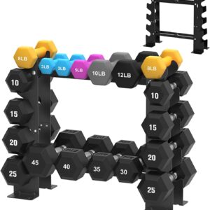 Dumbbell Rack Stand Only, Weight Rack for Home Gym Dumbbells, 5 Tier 450LBS Capacity Weight Holder Organizer, Black Weight Storage Racks Suitable for 1-45 LBS