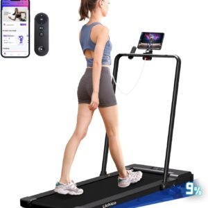 Lichico Walking Pad Under Desk Treadmill，Portable Small Treadmills for Home and Office，Super Quiet Brushless Motorized Walking Jogging Running Machine with Remote Control