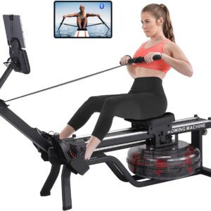 Magnetic/Water Rowing Machines for Home, Full-Body Workout, Low-Impact, Max 350Lb Weight Capacity, Rower Machine of Quiet Resistance, App Compatibility & Space-Saving Design