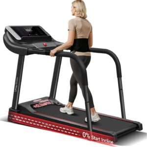 UMAY Fitness Home Folding Incline Treadmill with Pulse Sensors, 3.0 HP Quiet Brushless, 300 lbs Capacity (Black or Gray)