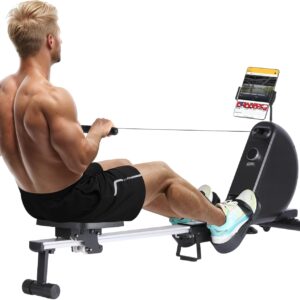 Rowing Machines for Home,Magnetic Rowing Machine with 16 Levels, 350 LB Weight Capacity, Free Snailcle App