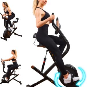 3 in 1 Exercise Bike,Squat Machine,8-level Adjustable Magnetic Bike for Home with App,Squat Rowing Machine, Low Noise Indoor Cycling Bike with 300lbs Weight Capacity,Home Workout Machine