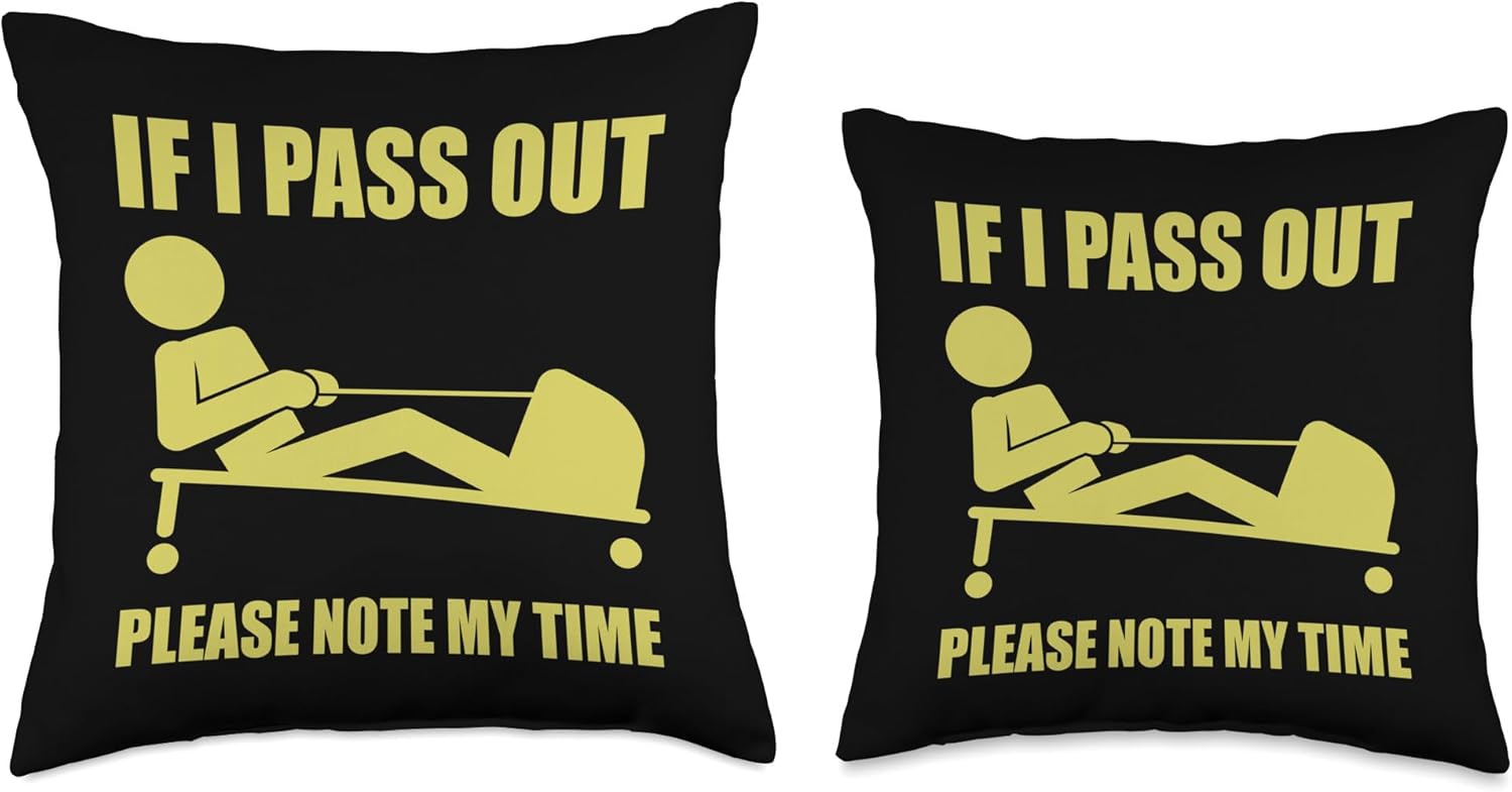 Funny Ergometer Rowing Exercise ERG Machine Lover Gag Outfit Throw Pillow - Image 3