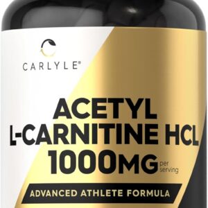 Carlyle Acetyl L-Carnitine HCL | 1000mg | 100 Capsules | Advanced Athlete Formula | Pre-Workout Supplement | Non-GMO & Gluten Free