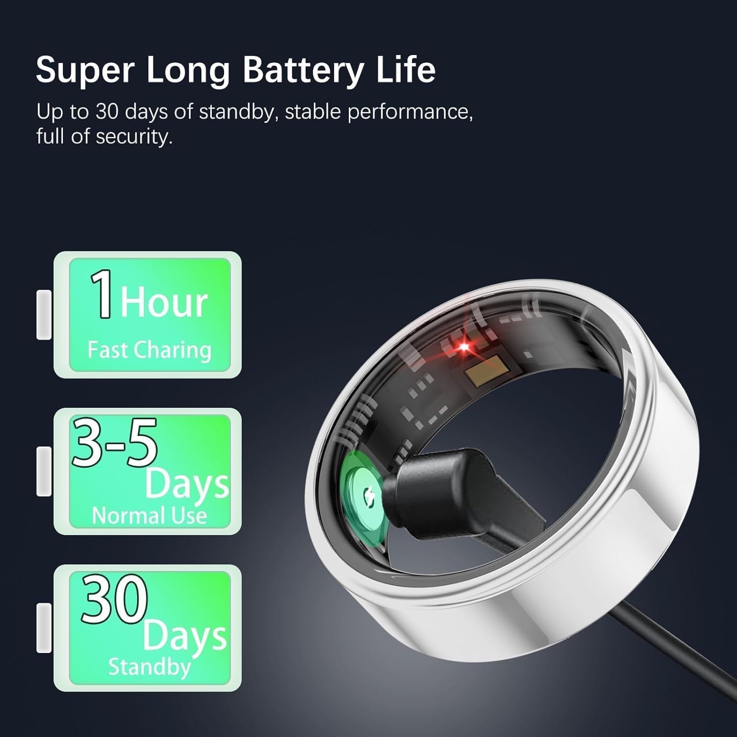 Smart Rings for Women Men, Fitness Ring with Heart Rate, Blood Oxygen, HRV, Pressure, Sleep Tracker, Step Tracker, No Subscription Fee, IP68 Waterproof Smart Ring for iPhone & Android (Silver 8#) - Image 7