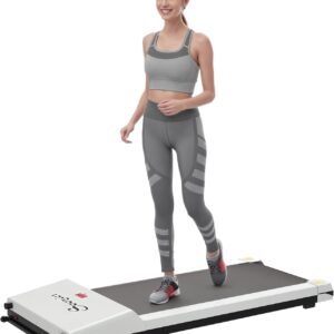 Soozier Under Desk Treadmill, Portable Walking Pad with Foldable Wheels, Remote Control, LED Display, 264 lbs Weight Capacity