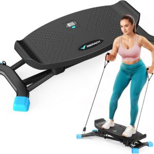 MERACH Balance Board for adults, Wobble Board with Resistance Bands, Portable Wiggle Balance Trainer Featuring LCD Monitor, 300 lbs Capacity Ski Slide Rock Stepper for Full Body Workout at home gym