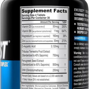 EVL Complete Testosterone Booster for Men – Post Workout Recovery Testosterone Supplement with DIM Plus D Aspartic Acid and Tribulus – EVLTest Estrogen Blocker for Men Post Workout Supplement