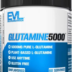 Pure Vegan L-Glutamine Powder Supplement – Evlution Nutrition Nitric Oxide Booster 5g L Glutamine Supplement for Post Workout Recovery Enhanced Pumps Gut Health Energy and Immunity – Unflavored