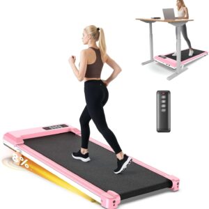 Walking Pad Treadmill with Handle Bar, Walking Pad with Incline 8%, 2.5HP Quiet Under Desk 330 lbs 2 in 1Treadmills for Home and Office Jogging Running Machine, Remote Control and LED Display