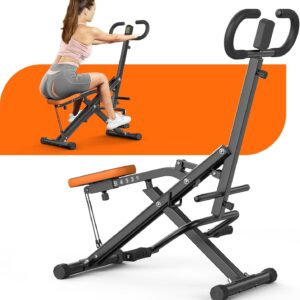 Dskeuzeew Squat Machine with LCD Monitor, Exercise Equipment for Home 330 Lbs Squat Rowing Machine with Adjustable Resistance Home Workout Machine Leg Glute Trainer for Full Body