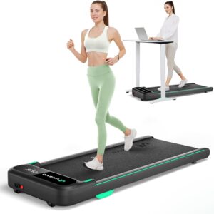 UREVO Smart Walking Pad, Quiet Under Desk Treadmill with APP & Remote, Portable Shock-Absorbing Walking Jogging Machine, Sleek Compact Design for Home Office Fitness