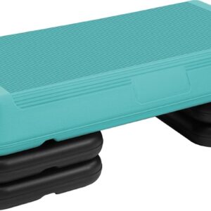 Fitvids Step Aerobic Platform, Exercise Step with 5 levels Adjustable Height, 4 Stackable Risers, Fitness Training Workout Stepper for Home Gym, Cardio Strength, Multiple Options