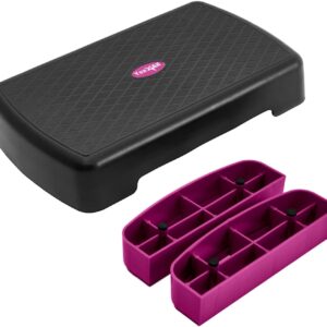 Yes4All 18.9″ Aerobic Exercise Step Platform with 2 Risers, Adjustable Height Workout Stepper 3″ 5.1″ for Home Gym