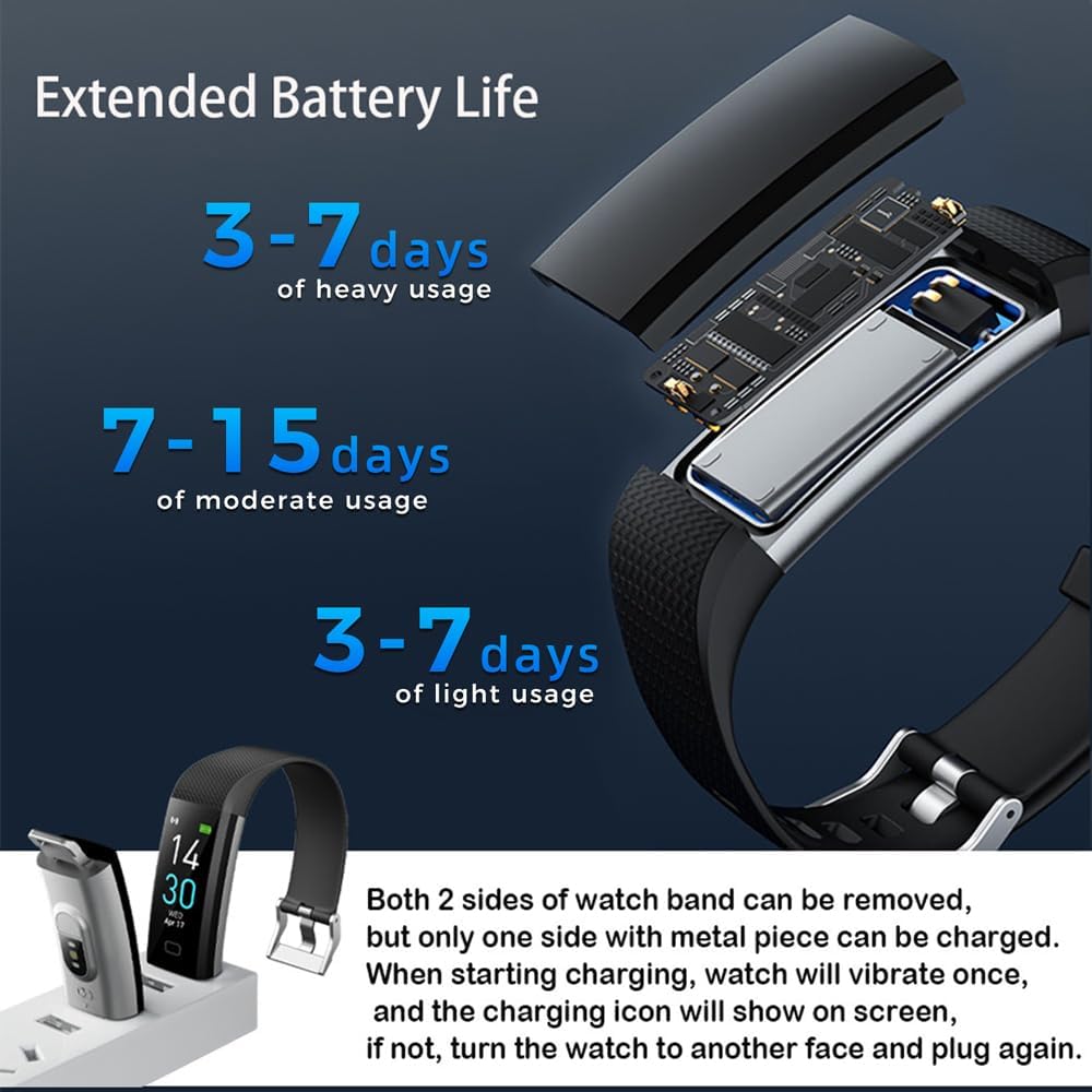 Fitness Tracker with Heart Rate Monitor/Step Counter/Calories, Activity Tracker Smart Watch Sleep Monitor, IP68, Health Tracker Pedometer for Man Women - Image 4