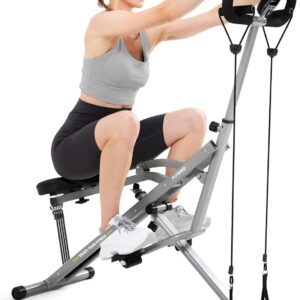 FLYBIRD Squat Machine, Ride Rowing Machine for Glute Core Legs Cardio Exercise, 4 Adjustable Resistance Levels, Foldable & Easy Setup, Full Body Workout Home Gym, 350 LBS Capacity (Pink & Gray)