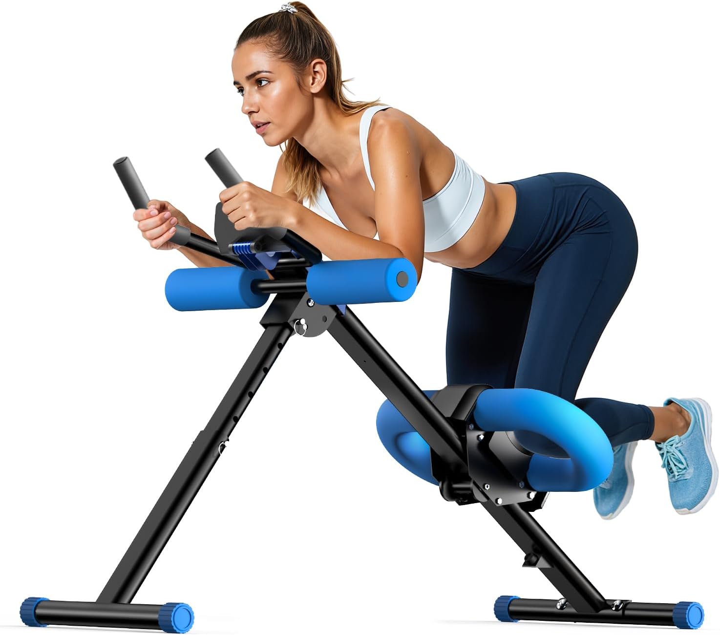 Ab Machine, Adjustable Ab Trainer Machine for Abs Workout at Home Gym, Foldable, Knee Protection, Abdominal Trainer for Stomach Workout