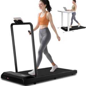 Walking Pad Treadmill, 3 in 1 Under Desk Treadmill for Home Office w/2.5HP Motor/4.0MPH/45dB, Walking Pad w/Safety Handle/Remote/LED Display, Portable Treadmills Supports Up to 300lbs