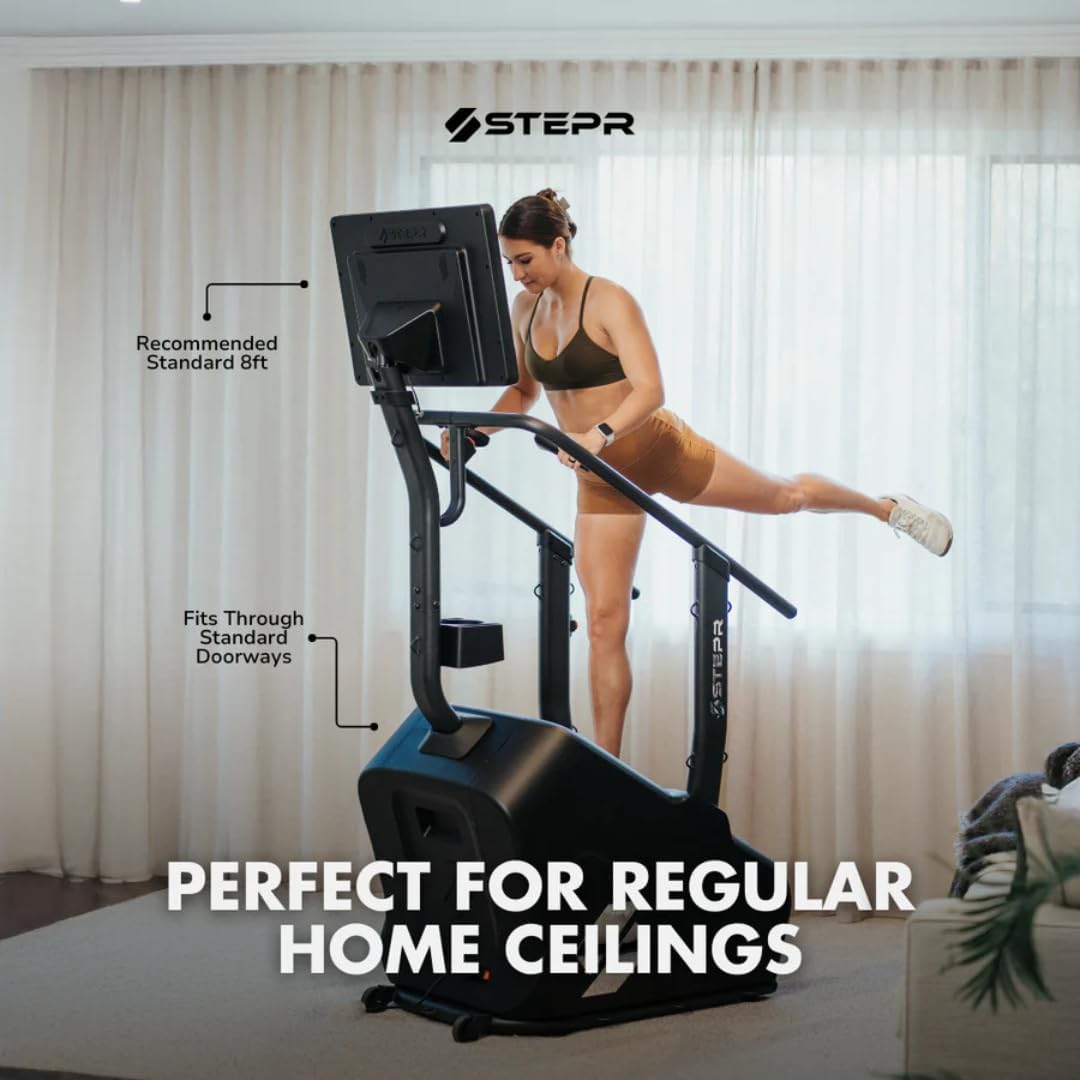 STEPR Classic Stair Master with LED Touchscreen, Commercial Grade Stairmaster Machine for Home, 140 Steps/Min, Bluetooth Stepper Machine, Resistance Band Attachments, Mobile App, 375 lb Capacity - Image 5