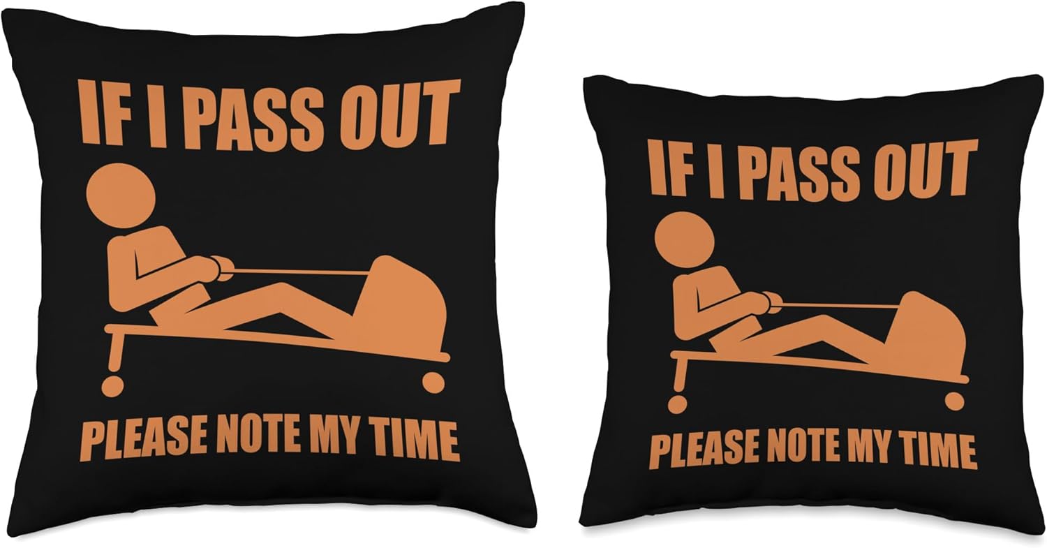 Funny Ergometer Rowing Exercise ERG Machine Lover Gag Outfit Throw Pillow - Image 3